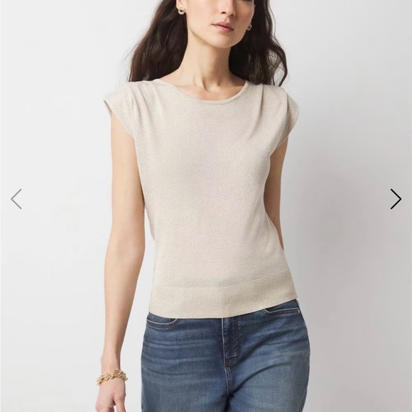 White House Black Market Tops - White House Black Market Cream Fitted Cap Sleeve Blouse